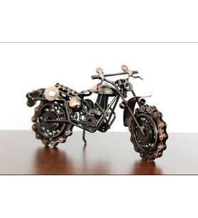 Vintage Ferforje Motosiklet Modeli Süsleme El Yapımı Metal El Sanatları Ev Dekorasyon (Gri)