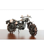 Vintage Ferforje Motosiklet Modeli Süsleme El Yapımı Metal El Sanatları Ev Dekorasyon (Gri)