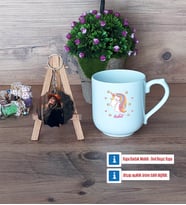 Unicorn Kupa Bardak Beyaz ve Fotoğraflı Ahşap Anahtarlık Hediye (Model 5)