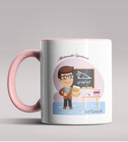 Kişiye Özel Matematik Öğretmeni Tasarımlı Siyah Renk Kupa Bardak  (Pembe)
