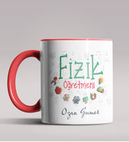 Kişiye Özel Fizik Öğretmeni Tasarımlı Siyah Renk Kupa Bardak 8 (Kırmızı)