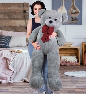 Pababo 130 Cm Papyonlu Büyük Ayıcık (%100 Yerli) (Gri)