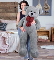 Pababo 130 Cm Papyonlu Büyük Ayıcık (%100 Yerli) (Gri)