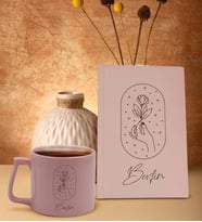 BK Gift Kişiye Özel İsimli Pembe Sert Kapaklı Defter ve Middle Kupa Seti, Arkadaşa Hediye, Yeni İş Hediyesi, Doğum Günü Hediyesi (Model 9)