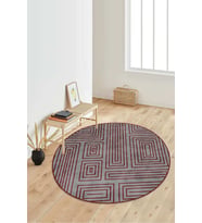 Dijital Baskılı Kaymaz Taban Yıkanabilir Yuvarlak Salon Halısı Koridor Halısı Paspas NDY-SD-1039 (Bordo)