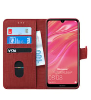 Microsonic Huawei Y7 Prime 2019 Kılıf Fabric Book Wallet (Kırmızı)