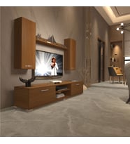 Decoraktiv Eko 5D Mdf Dvd Tv Ünitesi Tv Sehpası - Beyaz - Pera (Ceviz)
