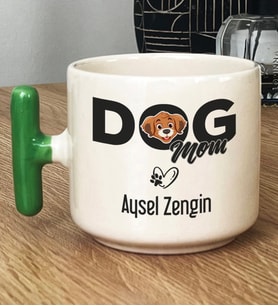 Kişiye Özel Dog Mom Hediye T Kupa Bardak Köpek Annesi (Yeşil)