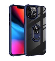 Uyumlu Model Apple iPhone 13 Pro Kılıf Şeffaf Sararmaz Yüzüklü Mola Kapak (Lacivert)