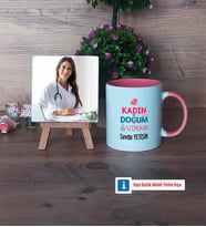 Kadın Doğum Uzmanı Fotoğraflı Dekoratif Taş, Kupa Bardak Beyaz Hediye (Model 6)