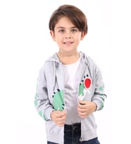 Toontoy Erkek Çocuk Baskılı Hırka ( Gri-Melanj)