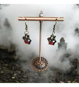 Handcraftedbyoz, Kadın, Halloween Balkabağı Küpe Serisi (Antik Yeşil)