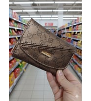 LİONER ÇİZGİLİ KAPAKLI FERMUARLI PORTFÖY BAYAN CÜZDAN ORTABOY (Bronz)