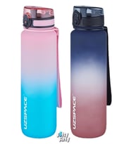 Uzspace 2'li Tritan Matara Seti 1000ml BÜYÜK BOY Çift Renk Softtouch FF Collection Tritan Su Matarası (Pembe-Lacivert)