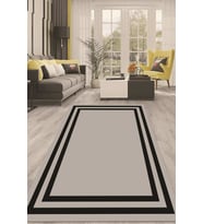 Dijital Kaymaz Taban Yıkanabilir Modern Renkli Salon Halısı Mutfak Halısı Yolluk ND-HT-526 (Gri - Siyah - Beyaz)