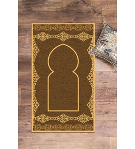 EVDEYA Dijital Baskılı Yıkanabilir Şık Motifli Namazlık Seccade 70x130 Cm, Seccade-16-gri, (Kahverengi)