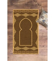 EVDEYA Dijital Baskılı Yıkanabilir Şık Motifli Namazlık Seccade 70x130 Cm, Seccade-16-gri, (Kahverengi)