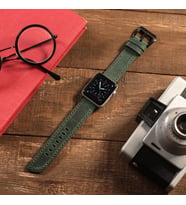 vagave Apple Watch Crazy Deri Kordon Oval Uçlu 42 44 45 mm Uyumlu (Yeşil)