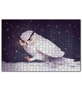 Cakapuzzle Sinirli Kar Baykuşu  Puzzle Yapboz MDF (Ahşap) (1000 Parça)