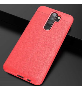 Xiaomi Redmi Note 8 Pro Kılıf Zore Niss Deri Desenli Silikon (Kırmızı)