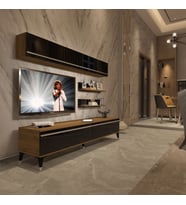 Decoraktiv Eko 5 Mdf Std Silver Tv Ünitesi Tv Sehpası - Parlak Beyaz (Pera - Siyah)