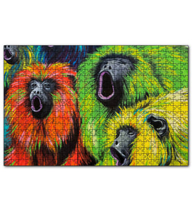 Cakapuzzle Rengarenk Maymunlar Yağlıboya Çizim  Puzzle Yapboz MDF (Ahşap) (1000 Parça)