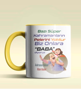 Kişiye Özel Bazı Kahramanların Pelerini Yoktur3 Tema Siyah Kupa (Sarı)
