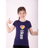 Toontoy Kız Çocuk Likee Baskılı Tişört (Lacivert)