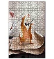 Cakapuzzle Kedinin Bıyıklarıyla Keman Çalan Cesur Fare Puzzle Yapboz MDF (Ahşap) (1000 Parça)