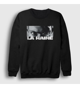 Presmono Unisex Beyaz Vinz Eyes Film La Haine Sweatshirt 500118tt (Siyah)