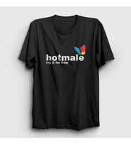 Presmono Unisex Beyaz Hotmale Try It For Free T-Shirt 427643tt (Siyah)