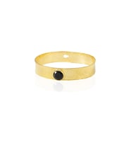 Kadir Jewellery 22 Ayar Altın Kaplama El İşçiliği Zirkon Taşlı Kadın Kelepçe Bilezik (Siyah)