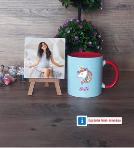 Unicorn Fotoğraflı Dekoratif Taş, Kupa Bardak Beyaz Hediye (Model 2)
