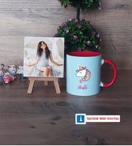 Unicorn Fotoğraflı Dekoratif Taş, Kupa Bardak Beyaz Hediye (Model 2)