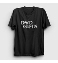 Presmono Unisex Beyaz Logo Müzik Dj David Guetta T-Shirt 491221tt (Siyah)