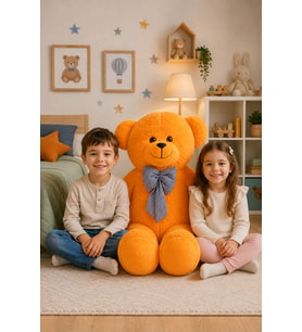 125 cm Papyonlu Büyük Beyaz Ayıcık (%100 Yerli) (Sarı)