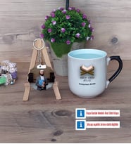 Kuran Kursu Hocası Kupa Bardak Beyaz ve Fotoğraflı Ahşap Anahtarlık Hediye (Model 10)