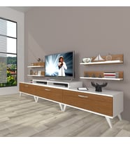 Decoraktiv Ekoflex 270r Slm Retro Tv Ünitesi Tv Sehpası (Beyaz - Ceviz)