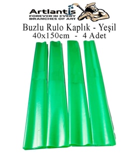 Buzlu Rulo Şeffaf Kaplık 4 Adet 40x150 cm Defter Kitap Kaplığı Okul Öğrenci Rulo Kaplık (Yeşil)