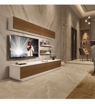 Decoraktiv Eko 5B Slm Std Tv Ünitesi Tv Sehpası - Parlak Beyaz (Beyaz - Ceviz)