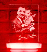 Kişiye Özel Babaya Hediye Resimli LED Lamba (Kırmızı)