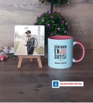 Dayıya Hediye Fotoğraflı Dekoratif Taş, Kupa Bardak Beyaz Hediye (Model 6)