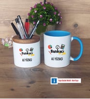 Bankacı Kalemlik, Kupa Bardak T Kişiye Özel Hediye (Model 7)