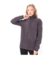 Ghassy Co. Kadın Yarım Fermuarlı Spor Polar Sweatshirt 9 Renk (Füme)