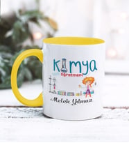 Kimya Öğretmeni Tasarımlı Kişiye Özel Kupa Bardak (Sarı)