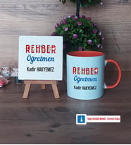 Rehber Öğretmen Dekoratif Taş, Kupa Bardak Kırmızı Hediye (Model 12)
