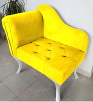 Yeni Model Tekli Köşe Koltuğu Josefin Bench Beyaz Ayak (Sarı)