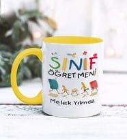 Sınıf Öğretmeni Tasarımlı Kişiye Özel Kupa Bardak (Sarı)