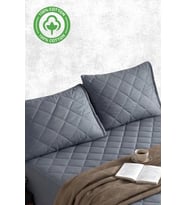 %100 Pamuk  Kapitone Yastık Koruyucu Alez 2 Adet (Gri)