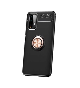Xiaomi Redmi Note 9 4G Kılıf Yüzüklü Standlı Manyetikli Silikon (Rose)